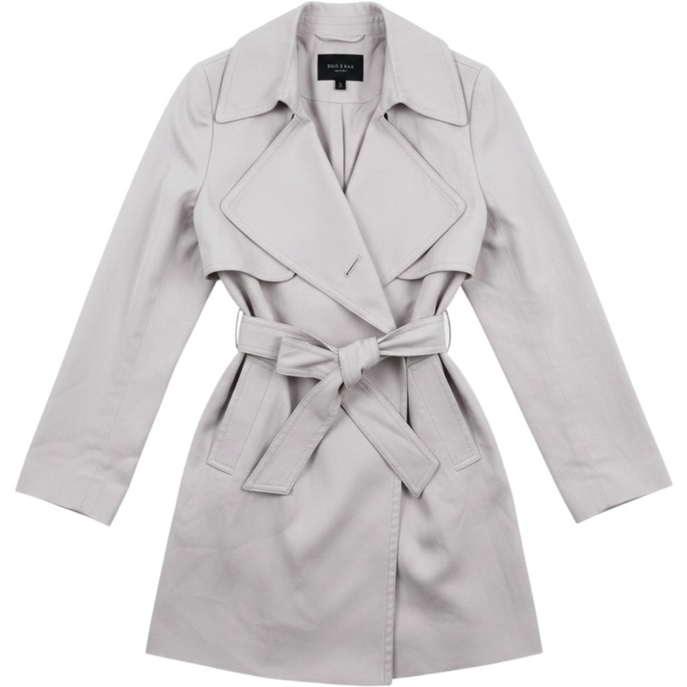 Club Monaco Womens Light Gray Lyocell Belted Trench Coat Size Small MSRP 279 NEW